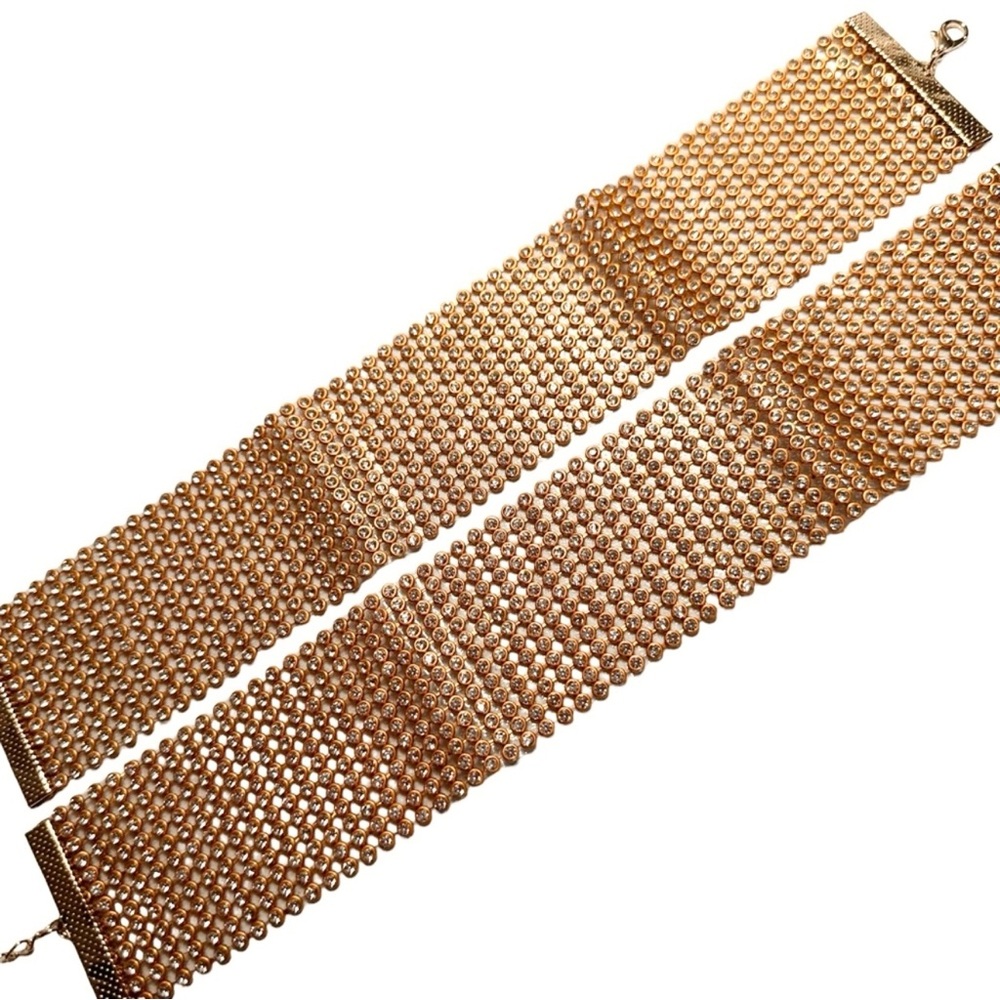 Anklets Cuff Rhinestones 1.5”W Golden - Picture 3 of 6